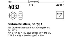 ISO 4032 5-2 AD W7 Sechskantmuttern, ISO-Typ 1 