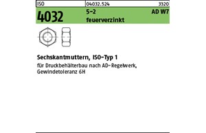 ISO 4032 5-2 AD W7 feuerverzinkt Sechskantmuttern, ISO-Typ 1 
