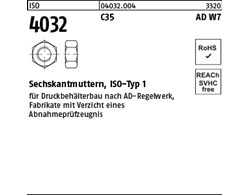 ISO 4032 C 35 AD W7 Sechskantmuttern, ISO-Typ 1 