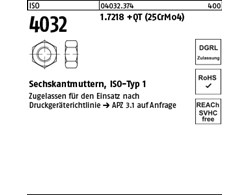 ISO 4032 1.7218 +QT (25CrMo4) Sechskantmuttern, ISO-Typ 1 