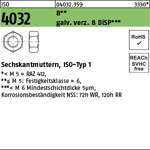 ISO 4032 6-8 M 2,5 gal Zn 8 DiSP (Dickschichtpass.) gal ZnDi S