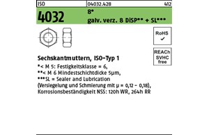 ISO 4032 8 galv. verz. 8 DiSP + SL Sechskantmuttern 