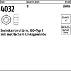 ISO 4032 8 Links Sechskantmuttern, ISO-Typ 1, mit metrischem Linksgewinde