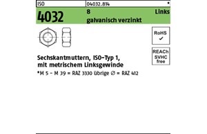 ISO 4032 8 Links galvanisch verzinkt Sechskantmuttern, ISO-Typ 1, mit metrischem