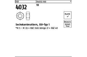 ISO 4032 10 Sechskantmuttern, ISO-Typ 1 