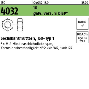 ISO 4032 10 M 5 gal Zn DiSP (Dickschichtpass.) gal ZnDi S