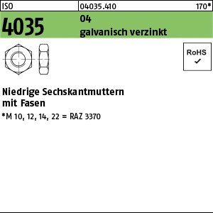 ISO 4035 04 M 2,5 galv. verzinkt gal Zn S