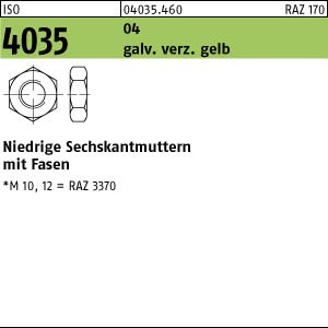 ISO 4035 04 M 3 galv. verzinkt gelb chrom. gal ZnC S