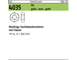 ISO 4035 04 galv. verz. gelb Niedrige Sechskantmuttern mit Fasen 