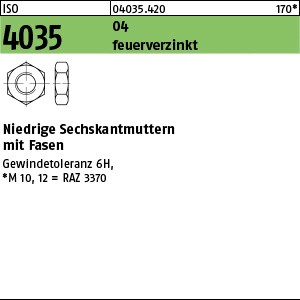ISO 4035 04 M 16 feuerverzinkt, Gew.tol. 6H tZn S