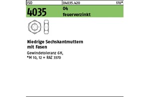 ISO 4035 04 feuerverzinkt Niedrige Sechskantmuttern mit Fasen 