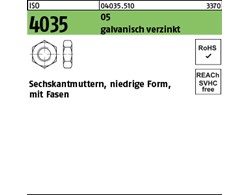 ISO 4035 05 galvanisch verzinkt Niedrige Sechskantmuttern mit Fasen 