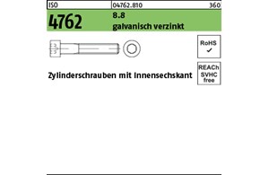 ISO 4762 8.8 galvanisch verzinkt Zylinderschrauben mit Innensechskant 