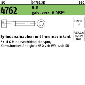ISO 4762 8.8 M 8 x 20 gal Zn 8 DiSP (Dickschichtpass.) gal ZnDi S