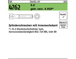 ISO 4762 8.8 galv. verz. 8 DiSP Zylinderschrauben mit Innensechskant 
