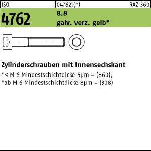 ISO 4762 8.8 M 12 x 25 galv. verzinkt gelb chrom. A3C gal ZnC8 S