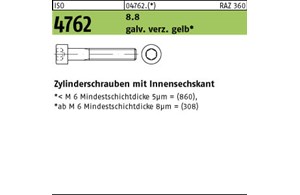 ISO 4762 8.8 galv. verz. gelb Zylinderschrauben mit Innensechskant 