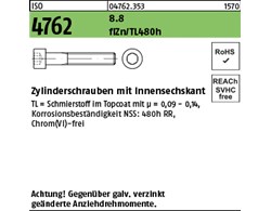 ISO 4762 8.8 flZn/TL 480h (zinklamellenbesch.) Zylinderschrauben mit Innensechsk