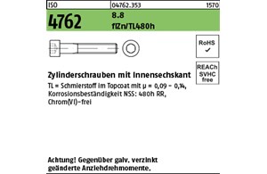 ISO 4762 8.8 flZn/TL 480h (zinklamellenbesch.) Zylinderschrauben mit Innensechsk