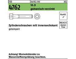 ISO 4762 10.9 galvanisch verzinkt Zylinderschrauben mit Innensechskant 