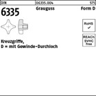DIN 6335 Grauguss Form D Kreuzgriffe, mit Gewinde-Durchloch 
