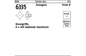 DIN 6335 Grauguss Form D Kreuzgriffe, mit Gewinde-Durchloch 