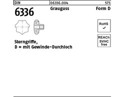 DIN 6336 Grauguss Form D Sterngriffe, mit Gewinde-Durchloch 