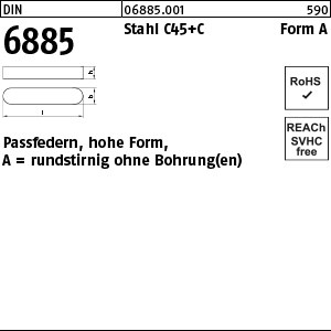 DIN 6885 C45K A 2 x 2 x 8 S