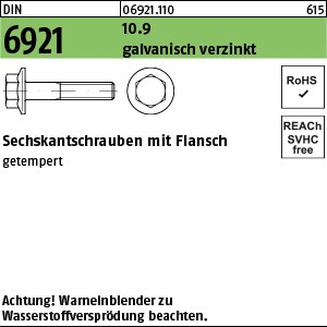 DIN 6921 10.9 M 8 x 16 galv. verzinkt A2F, getempert gal Zn S