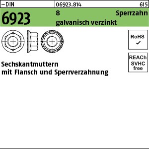 DIN 6923 8 M 6 galv. verzinkt m.Sperrverzahnung gal Zn S