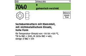 ISO 7040 8 galvanisch verzinkt Sechskantmuttern mit Klemmteil, mit nichtmetallis