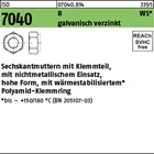 ISO 7040 8 WS galvanisch verzinkt Sechskantmuttern mit Klemmteil, hohe Form, nic