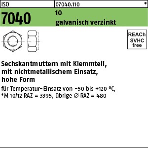 ISO 7040 10 M 10 galv. verzinkt gal Zn S
