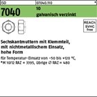 ISO 7040 10 galvanisch verzinkt Sechskantmuttern mit Klemmteil, mit nichtmetalli