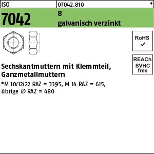 ISO 7042 8 M 12 galv. verzinkt gal Zn S