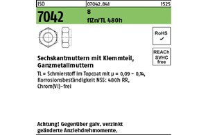ISO 7042 8 flZn/TL 480h (zinklamellenbesch.) Sechskantmuttern mit Klemmteil, Gan