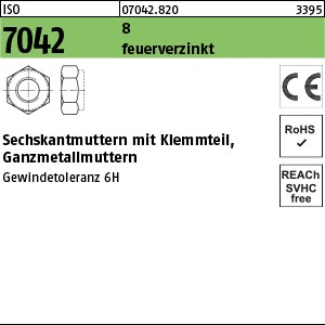 ISO 7042 8 M 5 feuerverzinkt Gew.-toleranz 6H tZn S