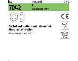 ISO 7042 8 feuerverzinkt Sechskantmuttern mit Klemmteil, Ganzmetallmuttern