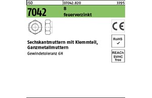 ISO 7042 8 feuerverzinkt Sechskantmuttern mit Klemmteil, Ganzmetallmuttern