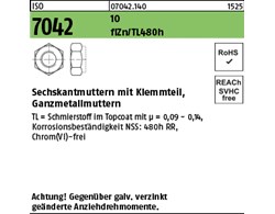 ISO 7042 10 flZn/TL 480h (zinklamellenbesch.) Sechskantmuttern mit Klemmteil, Ga