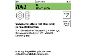 ISO 7042 10 flZn/TL 480h (zinklamellenbesch.) Sechskantmuttern mit Klemmteil, Ga