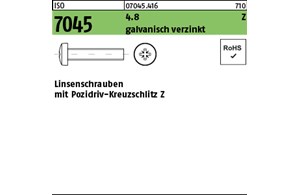 ISO 7045 4.8 Z galvanisch verzinkt Linsenschrauben mit Pozidriv-Kreuzschlitz Z