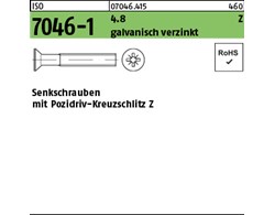 ISO 7046-1 4.8 Z galvanisch verzinkt Senkschrauben mit Pozidriv-Kreuzschlitz Z