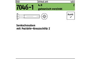 ISO 7046-1 4.8 Z galvanisch verzinkt Senkschrauben mit Pozidriv-Kreuzschlitz Z