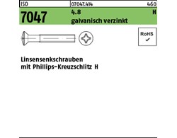ISO 7047 4.8 H galvanisch verzinkt Linsensenkschrauben mit Phillips-Kreuzschlitz