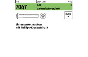 ISO 7047 4.8 H galvanisch verzinkt Linsensenkschrauben mit Phillips-Kreuzschlitz