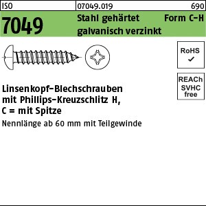 ISO 7049 Stahl 2,2 x 4,5 -C-H galv. verzinkt passiviert gal Zn S