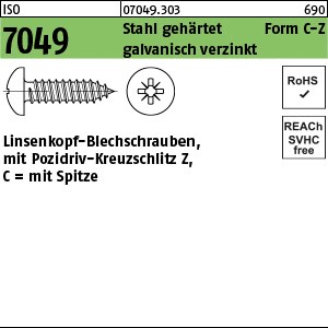 ISO 7049 Stahl 2,2 x 4,5 -C-Z galv. verzinkt passiviert gal Zn S