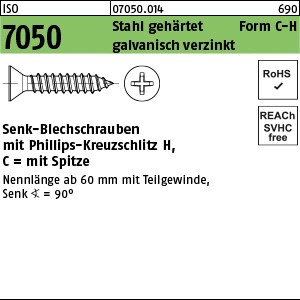 ISO 7050 Stahl 4,8 x 25 -C-H galv. verzinkt passiviert gal Zn S