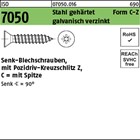 ISO 7050 Stahl, geh. Form C-Z galvanisch verzinkt Senk-Blechschrauben mit Spitze